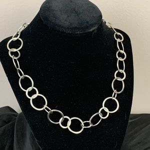 Lia Sophia Silver Circle Necklace EUC